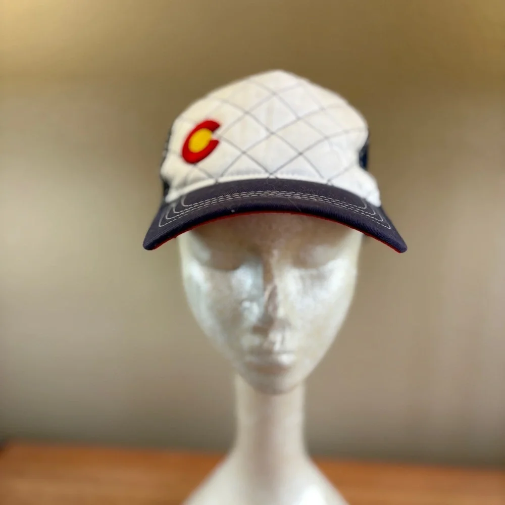 Colorado White Quilted Mesh Back Adjustable Trucker Unisex Hat with C Logo